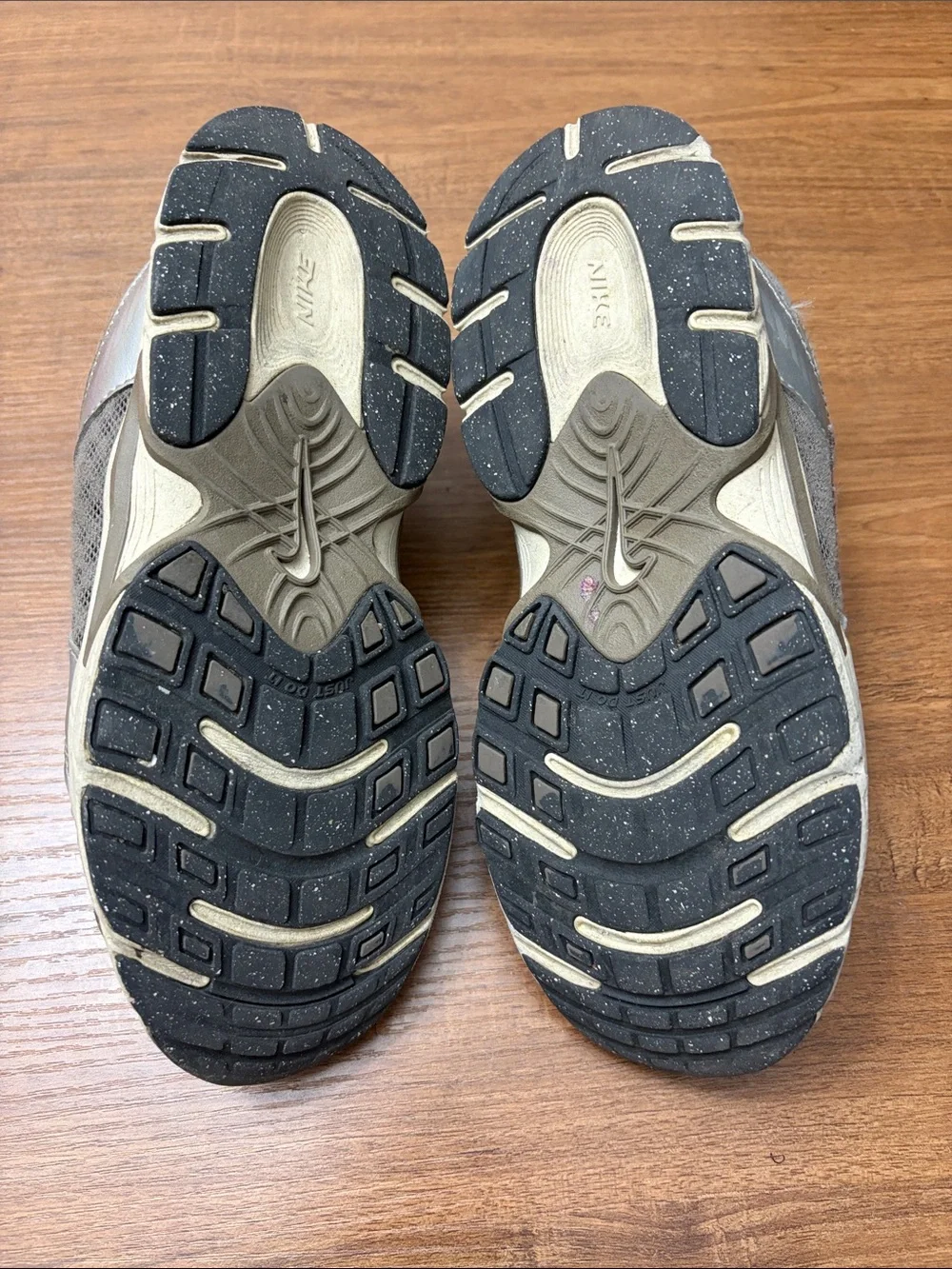 Nike Kids Gray Mesh & Synthetic Sneakers with Black Swoosh